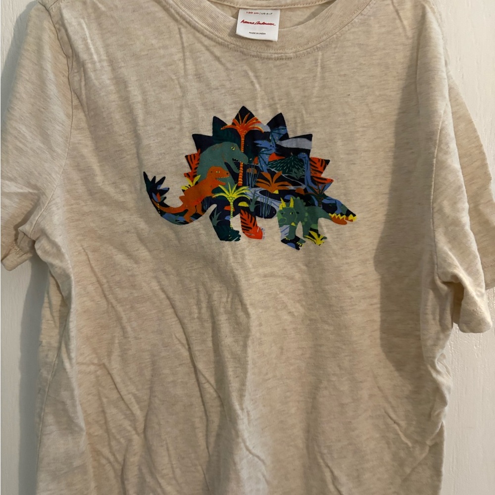 Hanna Andersson Cream and Blue Short Sleeve Tee